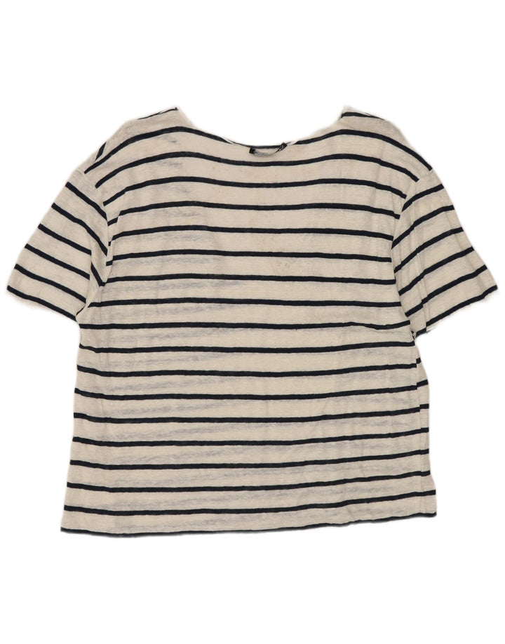 Zara Camiseta Mujer Top UK 40 Grande Rayas Blancas