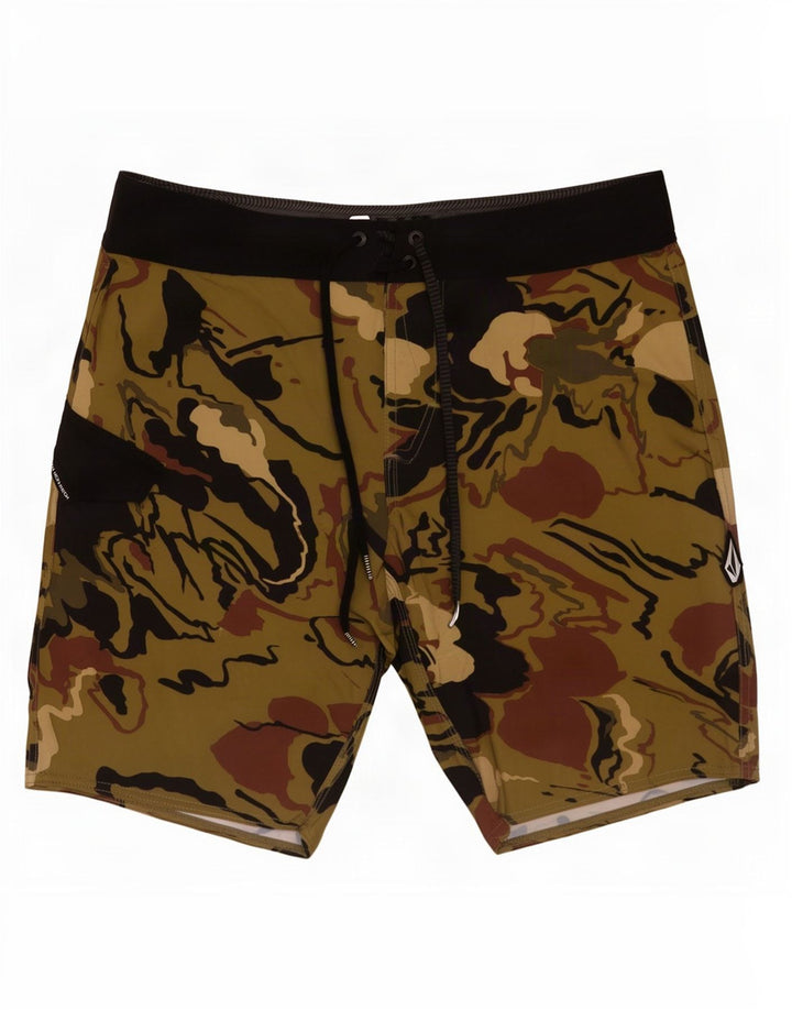 Volcom Bañador con estampado abstracto, color caqui mediano