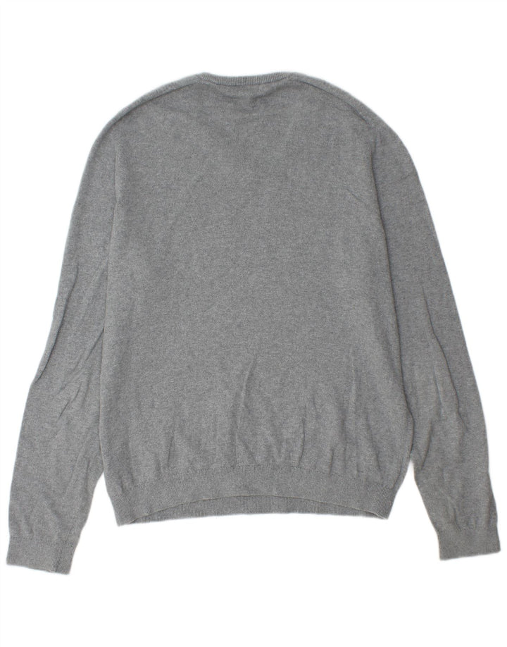 Gap Jersey con cuello en V para hombre, talla grande, algodón gris