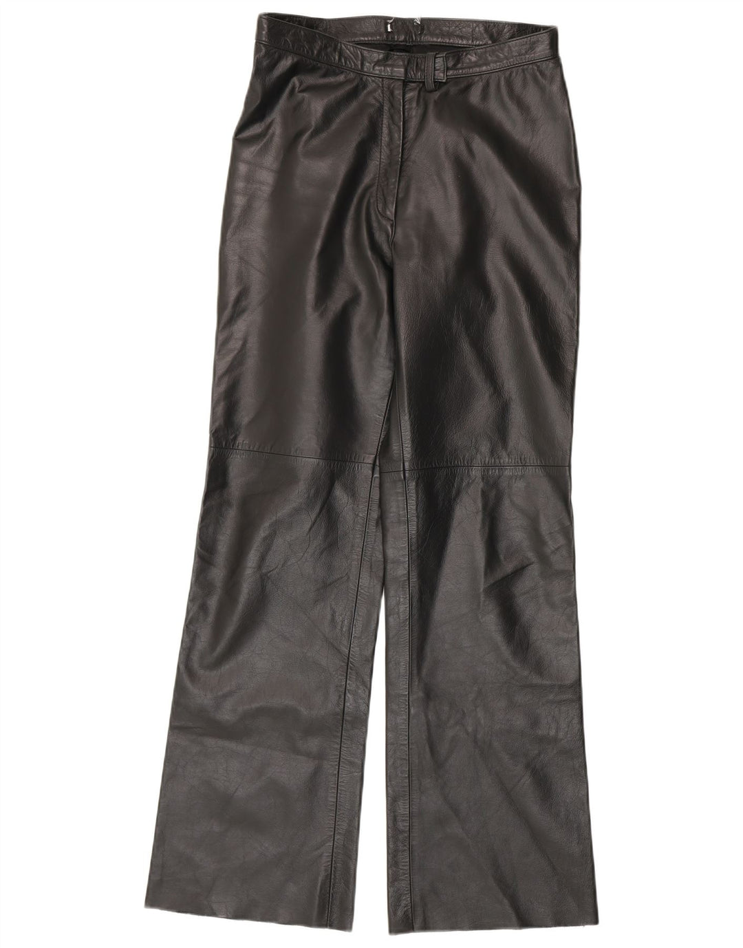 Vintage mujer bootcut pantalones de cuero IT 44 Medio W28 L30 Cuero Negro