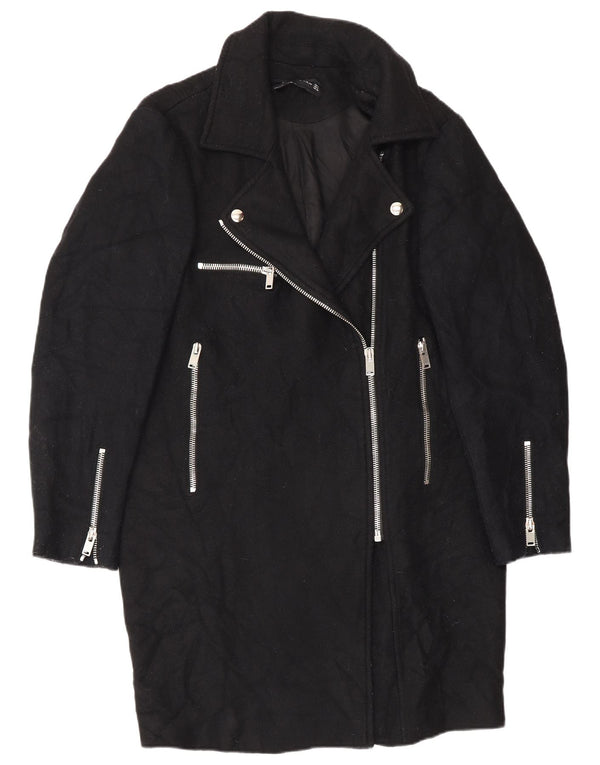 Zara Mujer Abrigo UK 44 Mediano Lana Negra
