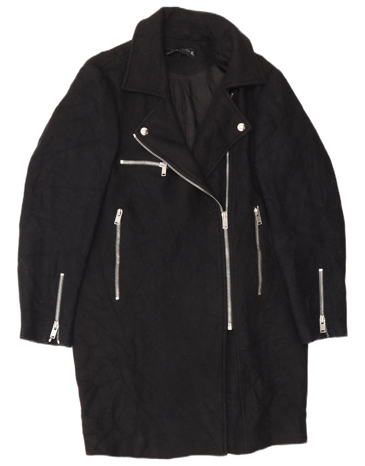 Zara Mujer Abrigo UK 44 Mediano Lana Negra