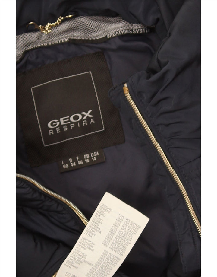 Geox Mujer Respira Chaqueta Acolchada UK 40 Grande Poliéster Azul Marino
