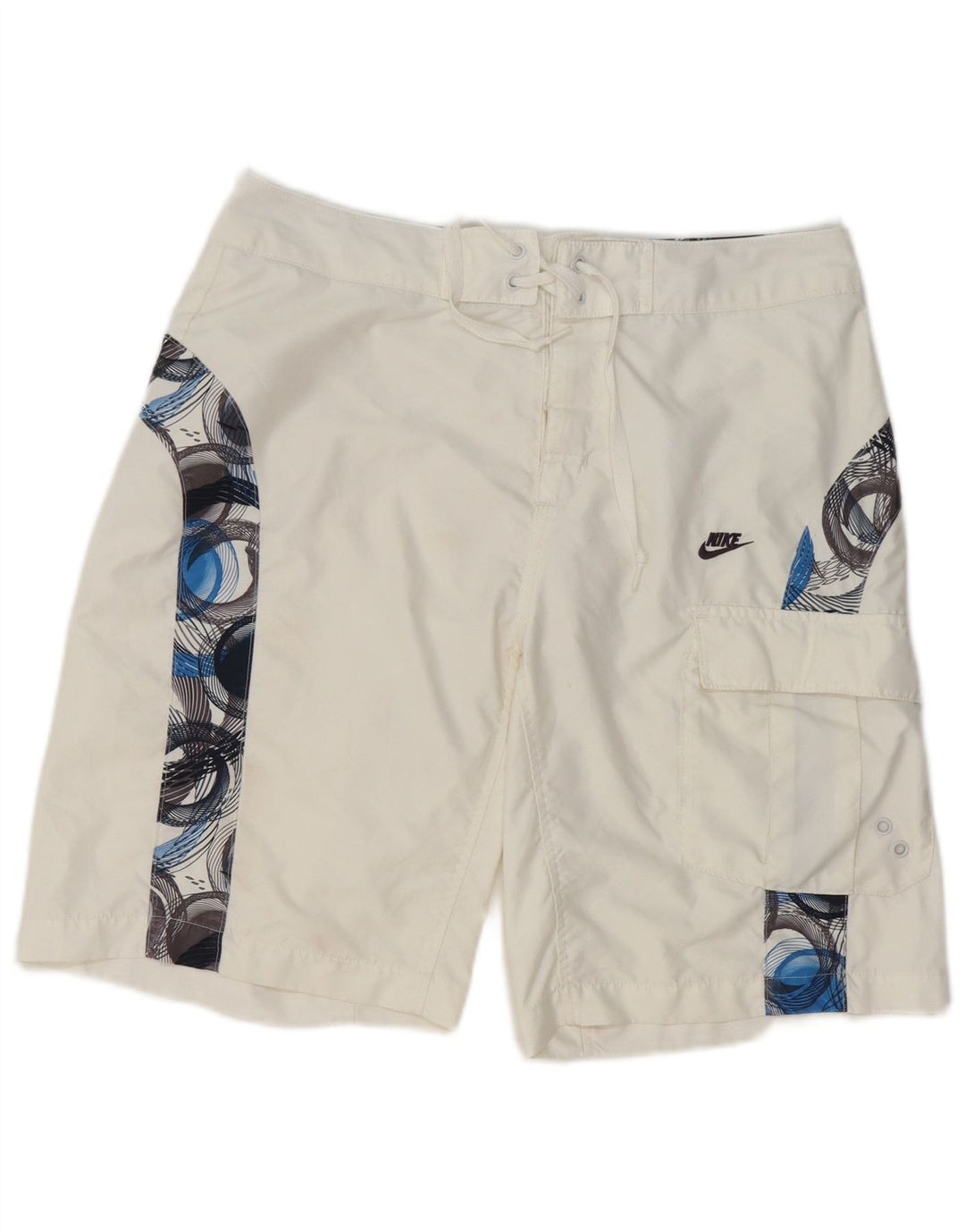 Nike Bañador con gráfico para Hombre, Poliéster geométrico, Blanco Mediano