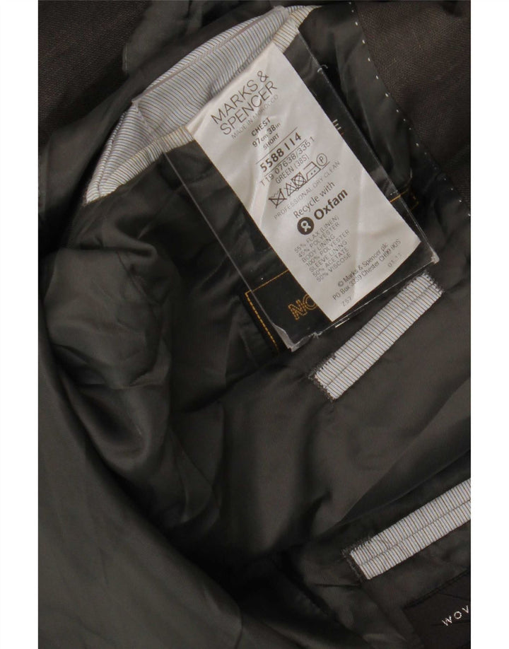 Marks & Spencer Chaqueta tipo blazer de 2 botones para hombre UK 38 Lino verde mediano