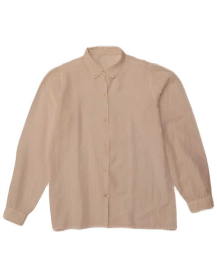 VINTAGE Blusa camisera para mujer IT 42 Mediana a rayas blancas