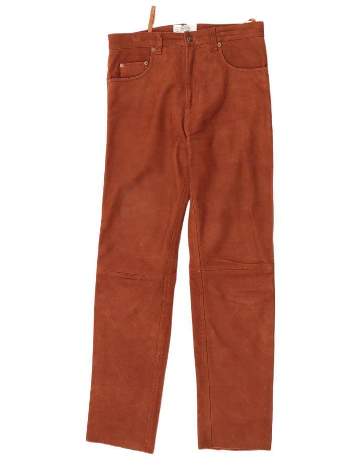Pantalones de cuero vintage para hombre W33 L33 cuero marrón