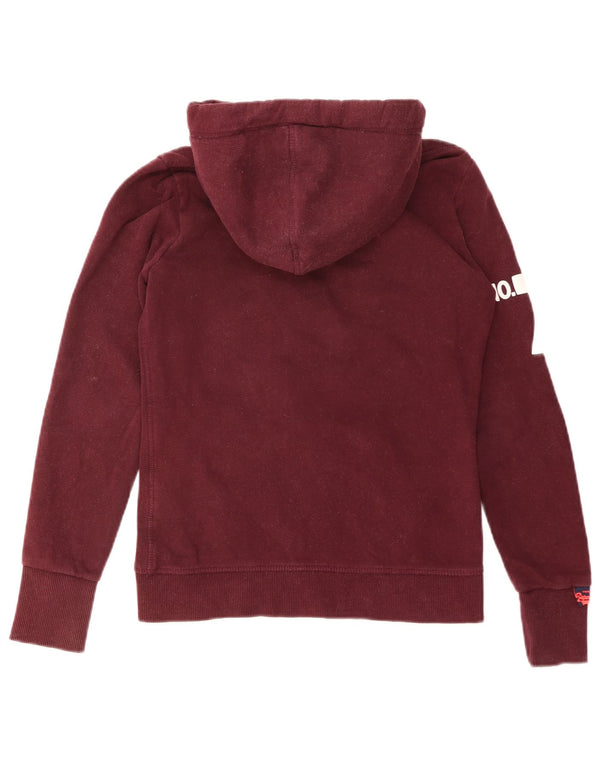 Superdry Suéter con capucha y cremallera gráfica para mujer Reino Unido 40 Small Borgoña moteado