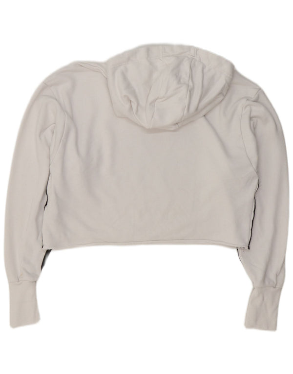 Adidas - Sudadera con capucha para mujer, diseño gráfico de gran tamaño, talla 4/6, algodón blanco