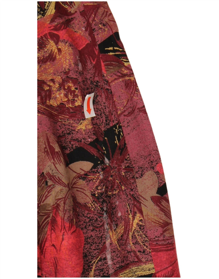 Vintage mujer 2 piezas falda set Reino Unido 12 Medio W27 Borgoña Floral Retro