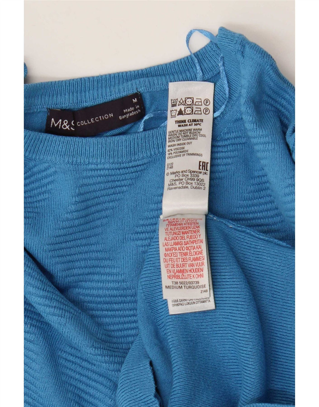 Marks & Spencer - Jersey para mujer con cuello barco, talla 40, color azul medio, Chevron