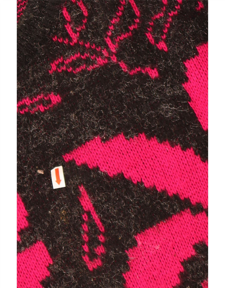 VINTAGE Mujer Barco Cuello Jersey Suéter Reino Unido 20 2XL Negro Floral Acrílico