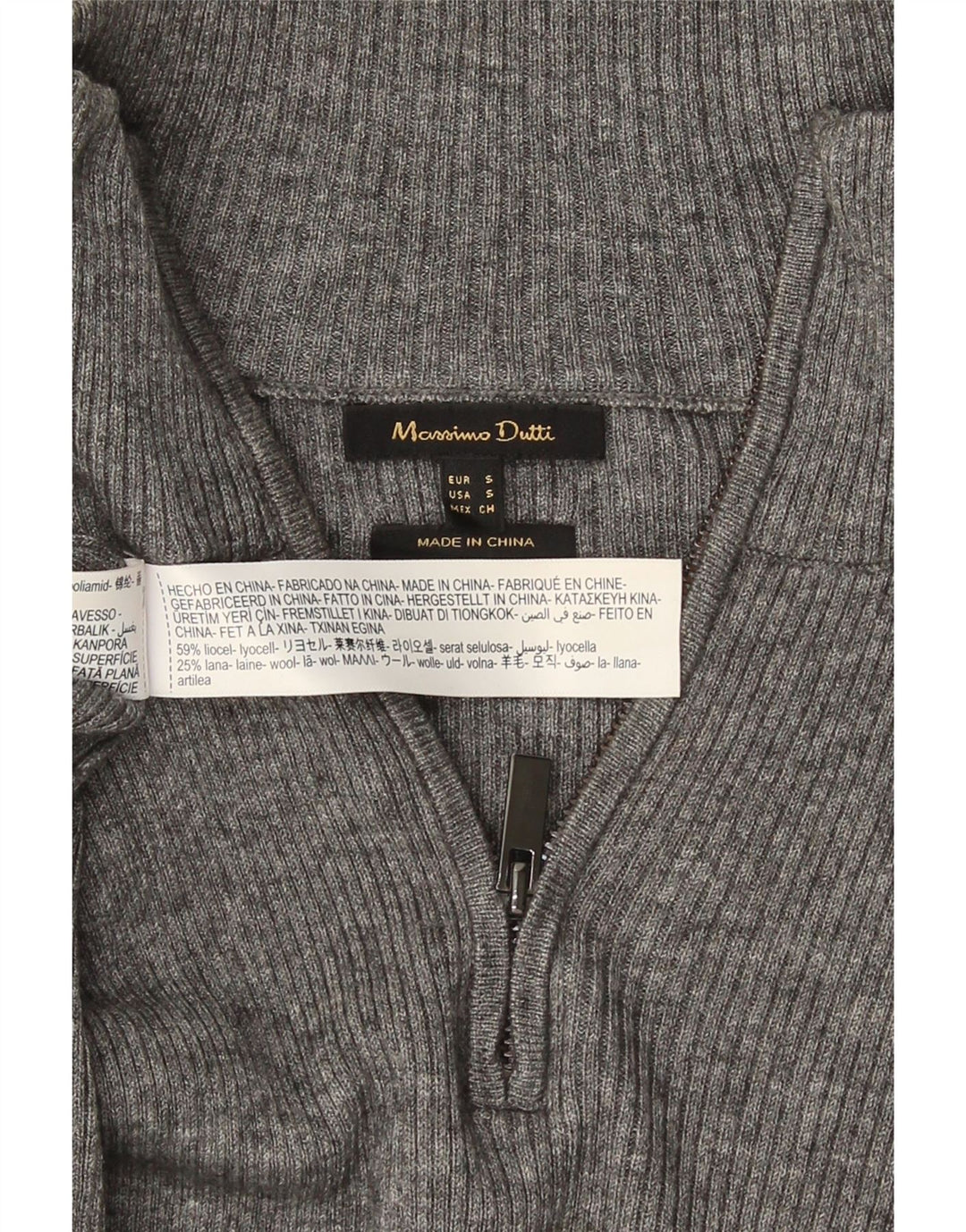 Massimo Dutti Vestido Jersey Mujer UK 8 Small Gris Lyocell