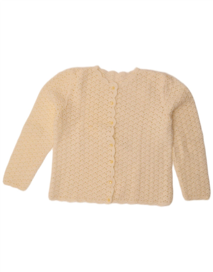 Vintage mujer Cardigan suéter Reino Unido 14 blanco grande