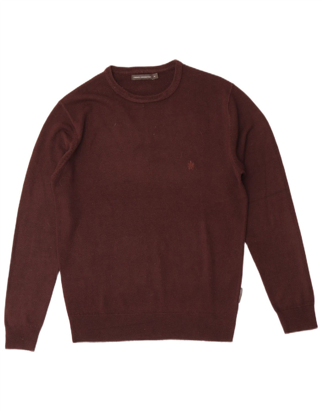 French Connection Jersey de corte regular con cuello redondo para hombre, color granate mediano
