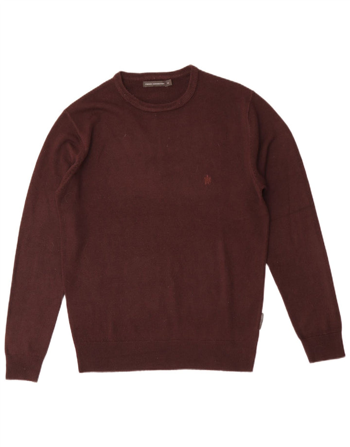 French Connection Jersey de corte regular con cuello redondo para hombre, color granate mediano