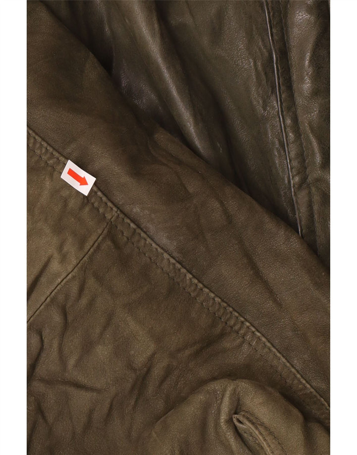 Chaqueta de cuero vintage para hombre IT 52 XL cuero caqui