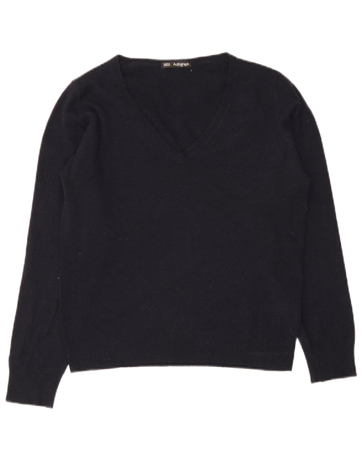 Marks & Spencer Suéter con Cuello en V para Mujer UK 40 Medium Azul Marino