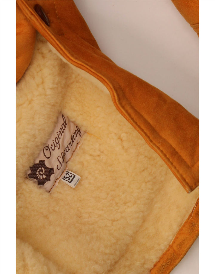 Chaqueta de piel de oveja vintage para hombre IT 56 XL Marrón Shearling