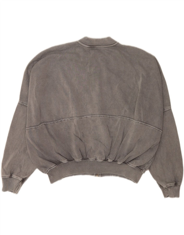 Zara Mujer Oversize Chándal Top Chaqueta UK 10 Small Gris Algodón