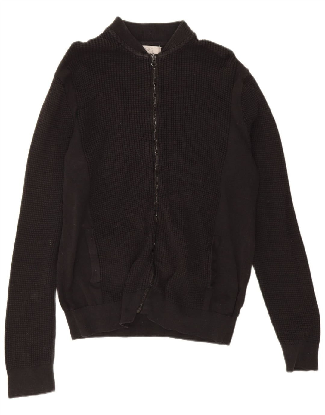 Marks & Spencer Suéter tipo cárdigan de ajuste regular para hombre Algodón negro mediano