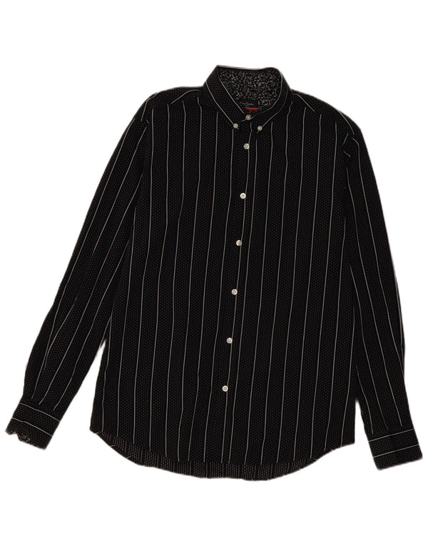 Pierre Cardin Camisa Regular Fit De Algodón A Rayas Negra Mediana Hombre