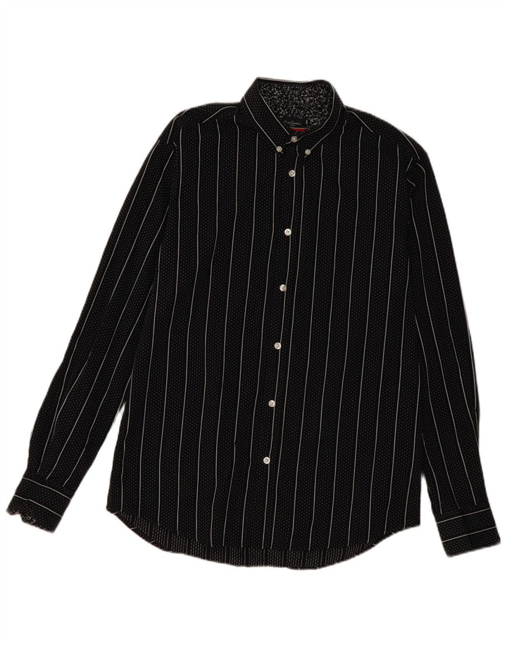 Pierre Cardin Camisa Regular Fit De Algodón A Rayas Negra Mediana Hombre