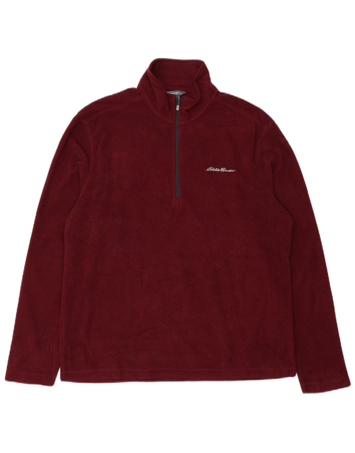 Eddie Bauer Jersey de forro polar con cuello y cremallera para hombre Poliéster granate mediano