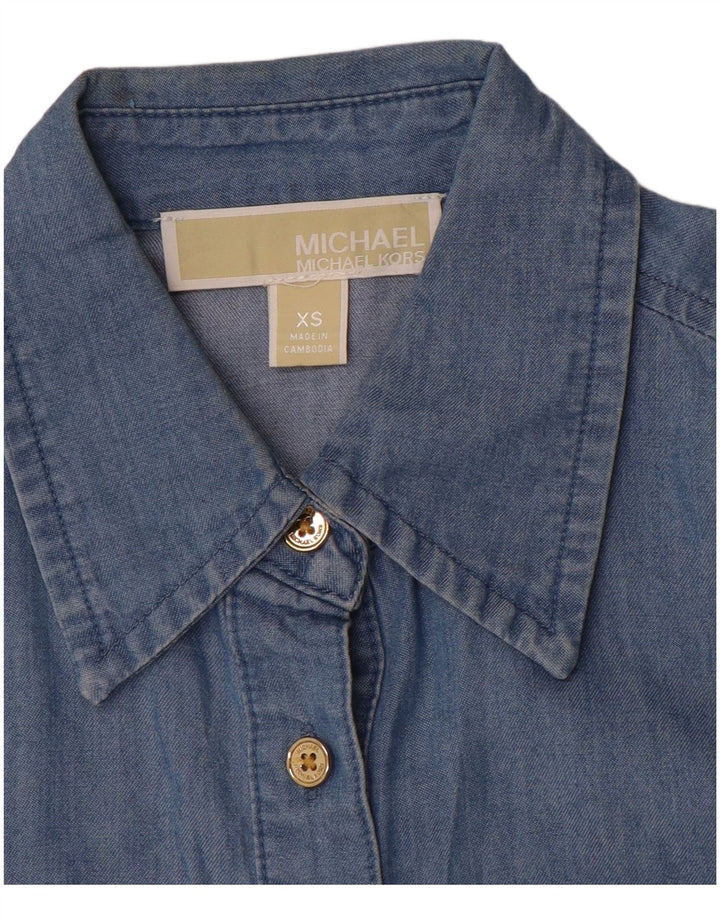 MICHAEL KORS Camisa vaquera extragrande para mujer UK 6 XS Azul