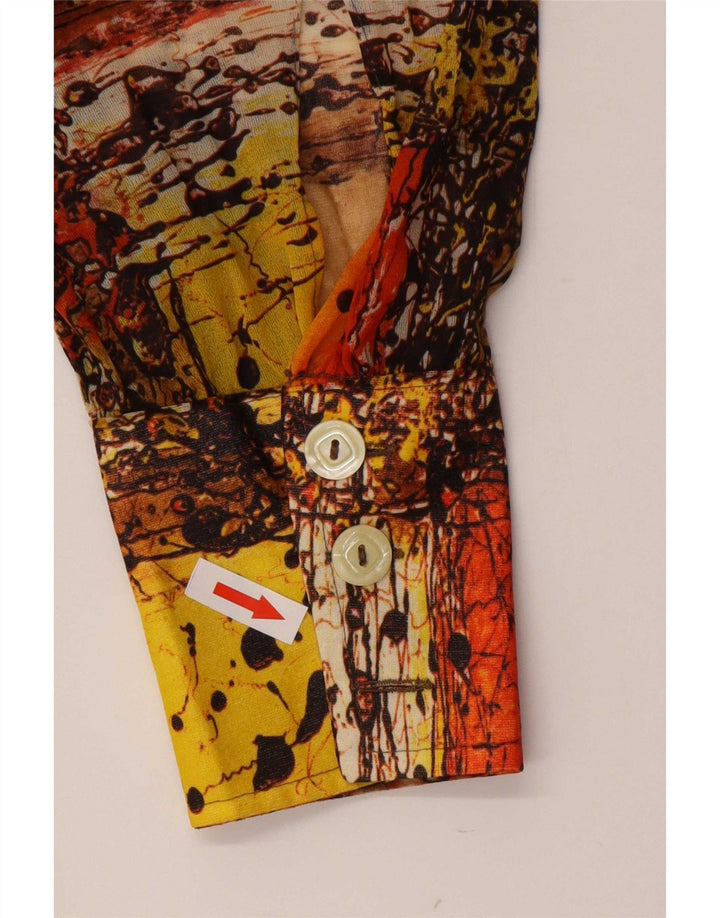 Vintage mujer patrón abstracto camisa blusa Reino Unido 12 medio multicolor