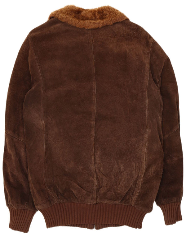 Vintage hombres Sherpa ante bomber chaqueta Reino Unido 36 pequeño marrón