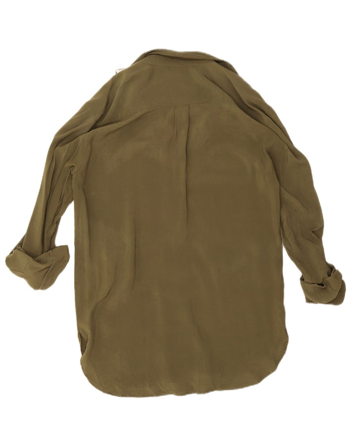 Zara Mujer Camisa Larga Blusa UK 44 Medium Caqui