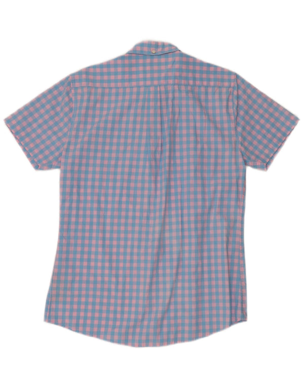 Barbour Hombre Camisa Entallada De Manga Corta De Algodón A Cuadros Azul Medio