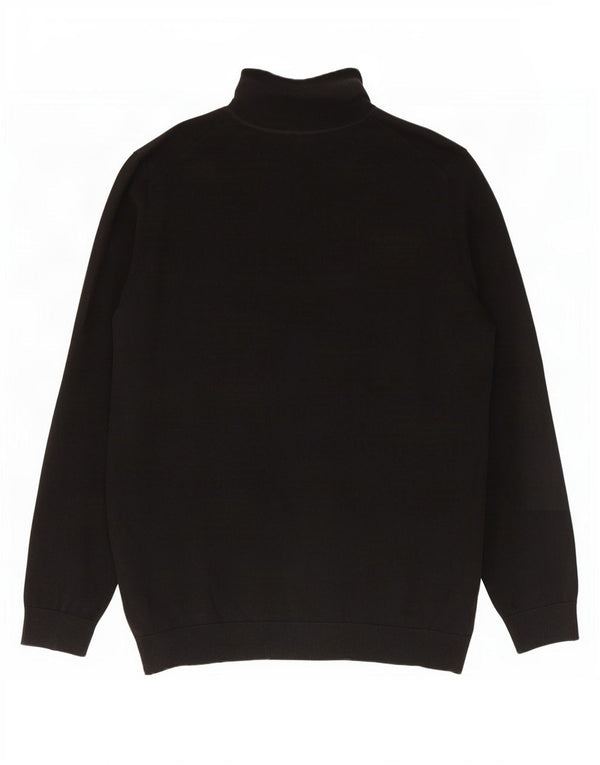 Marks & Spencer Jersey con cuello vuelto para hombre, talla grande, algodón negro