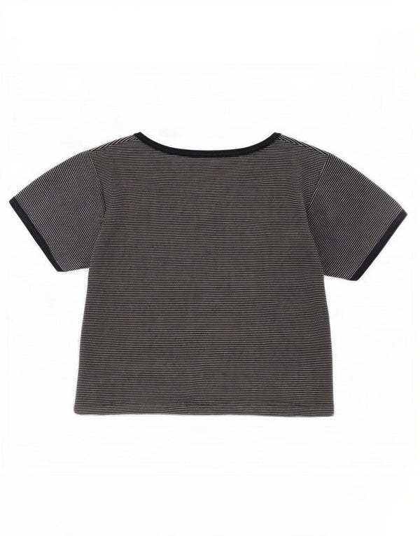 Champion Camiseta corta para mujer UK 40 Grande Algodón a rayas azul marino