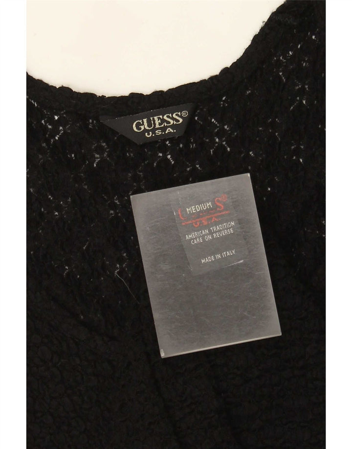 Guess Blusa de encaje para mujer Top UK 12 Medium Black Floral