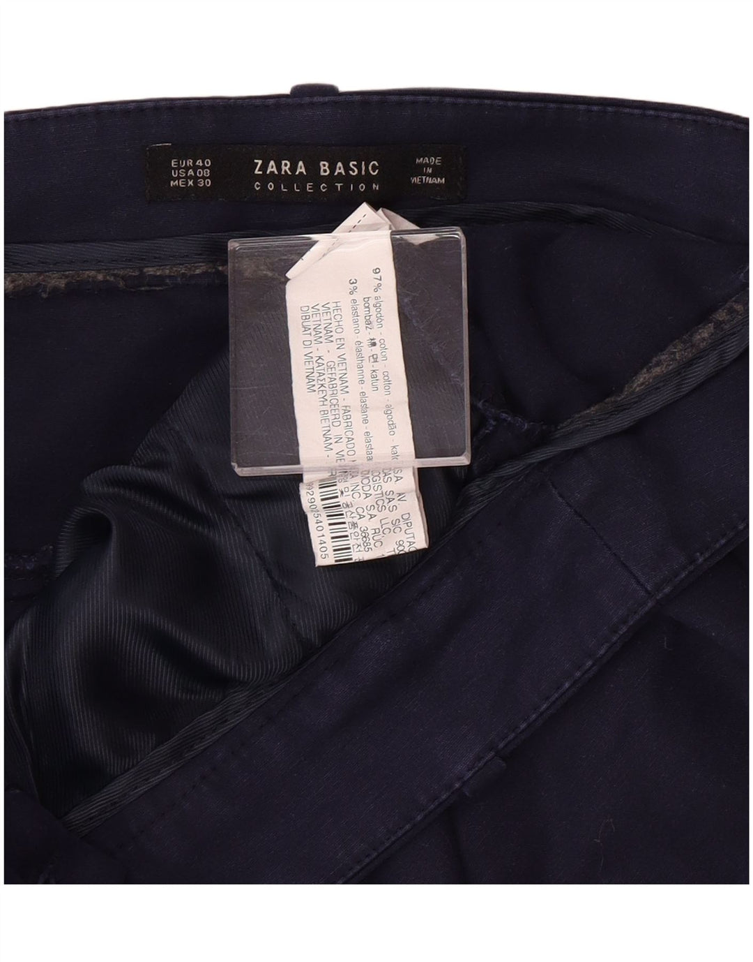 Zara Pantalón Chino Cónico Para Mujer EU 40 Medium W30 L27 Azul Marino Clásico