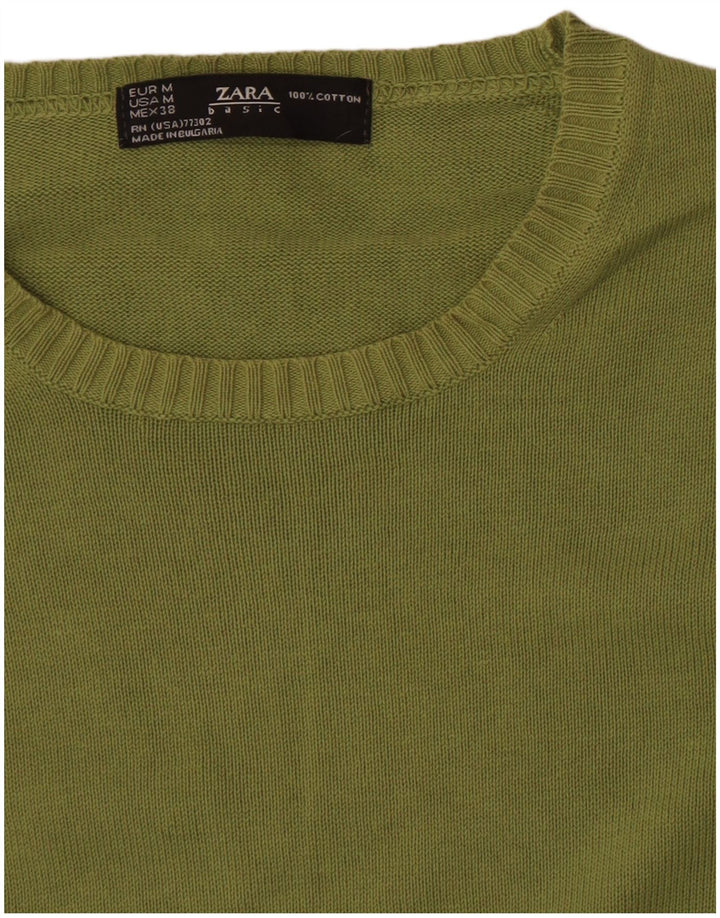 Zara Hombre Jersey Cuello Redondo Jersey Algodón Verde Medio