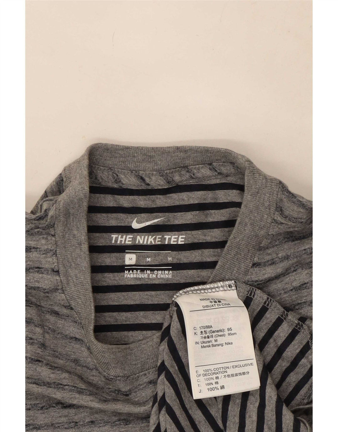 Camiseta Nike Hombre Top Algodón A Rayas Gris Medio