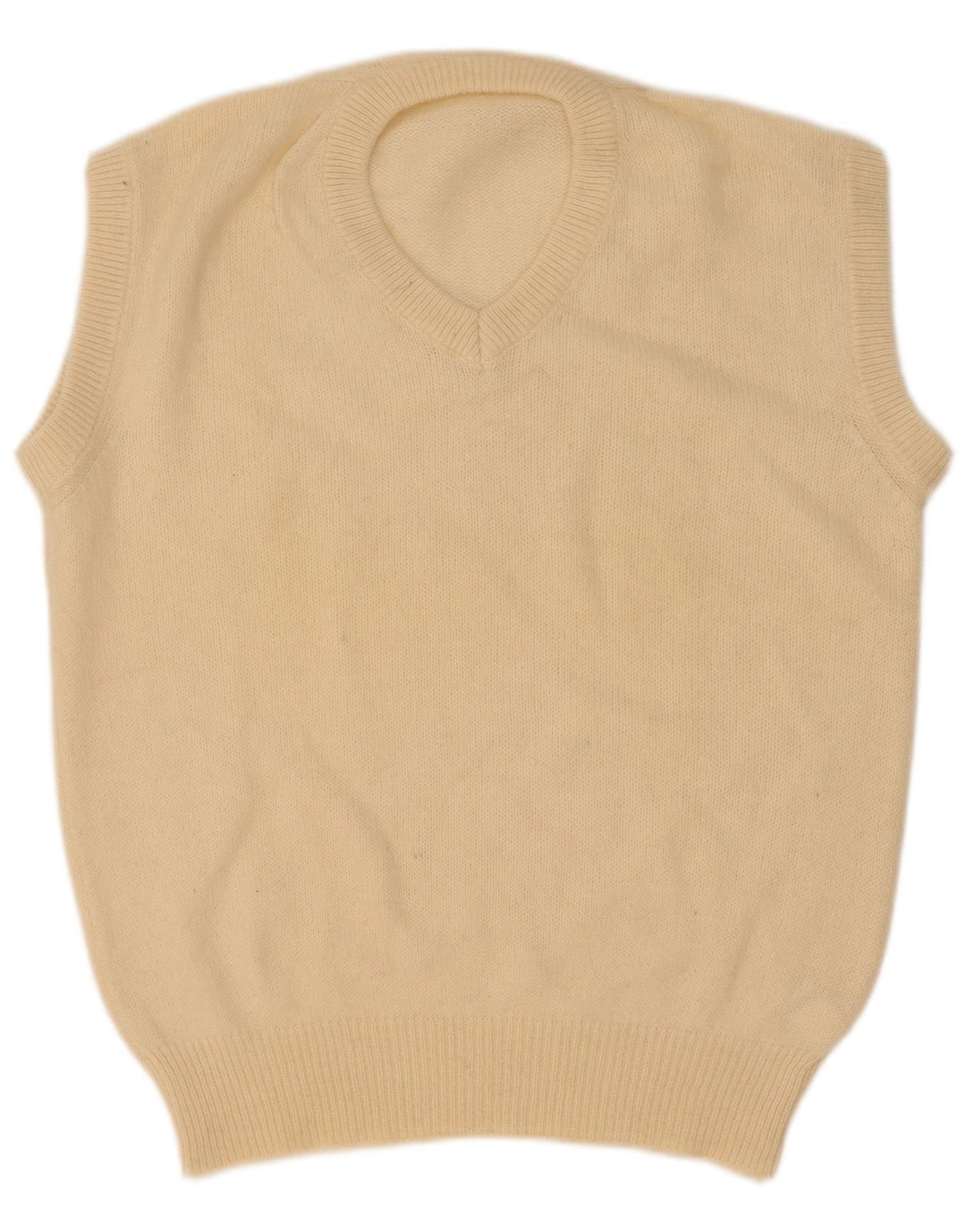 Vintage hombres chaleco tanque top medio beige lana