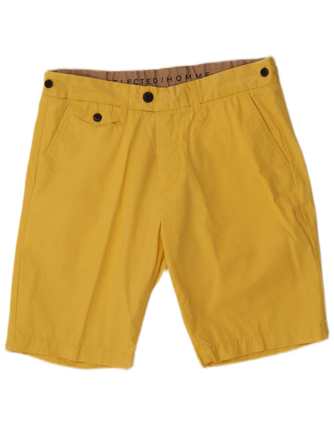 Vintage hombres chino pantalones cortos grandes W34 algodón amarillo