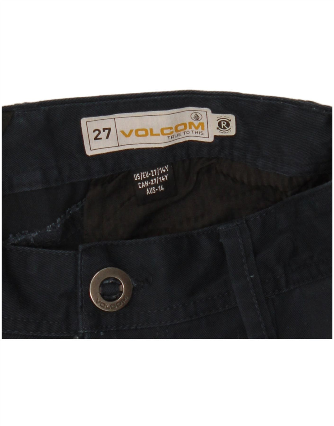 VOLCOM Pantalones cortos chinos para niños 13-14 años W27 Azul marino