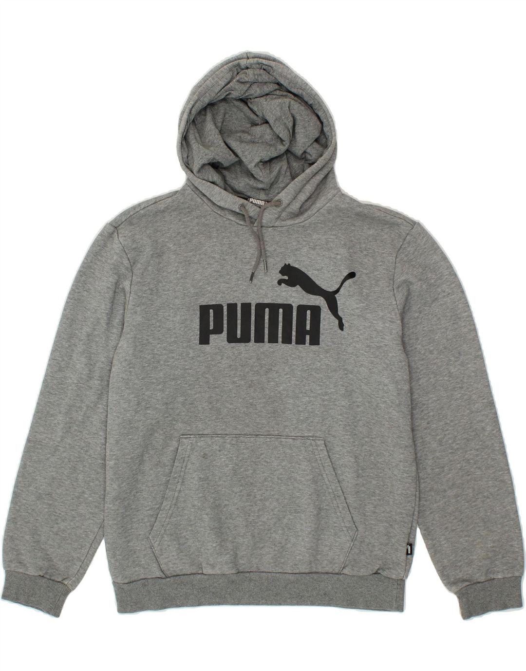 PUMA Mens Graphic Hoodie Jumper Medium Grey Cotton Vintage Puma and Second-Hand Puma from Messina Hembry 
