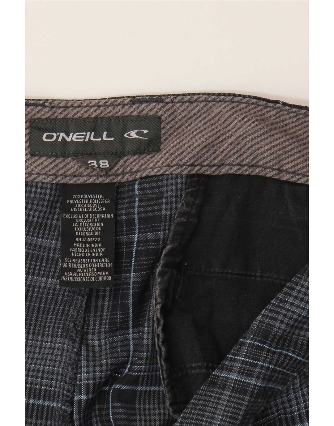 O'Neill Pantalones cortos chinos para hombre W38 XL Poliéster a cuadros azul marino