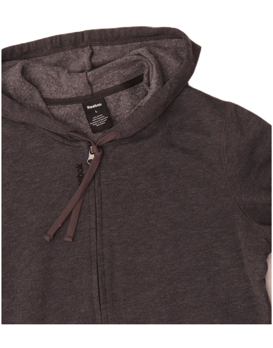 REEBOK Suéter con capucha y cremallera para hombre Algodón gris grande