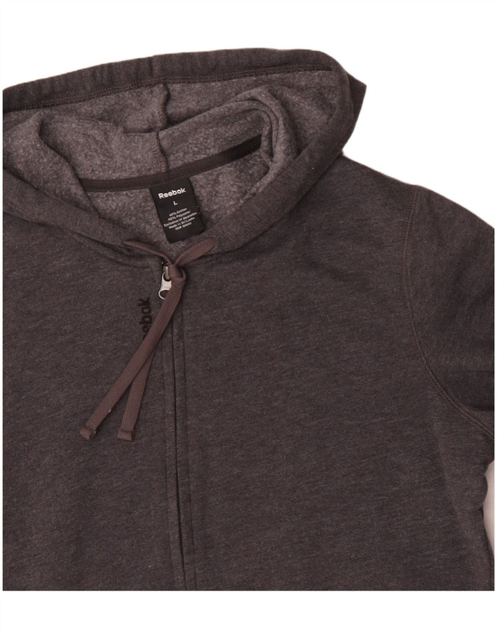 REEBOK Suéter con capucha y cremallera para hombre Algodón gris grande