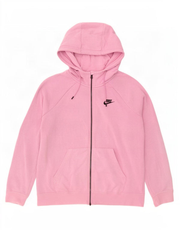 Nike - Sudadera con capucha para mujer, ajuste relajado, con cremallera, talla 40, algodón rosa mediano