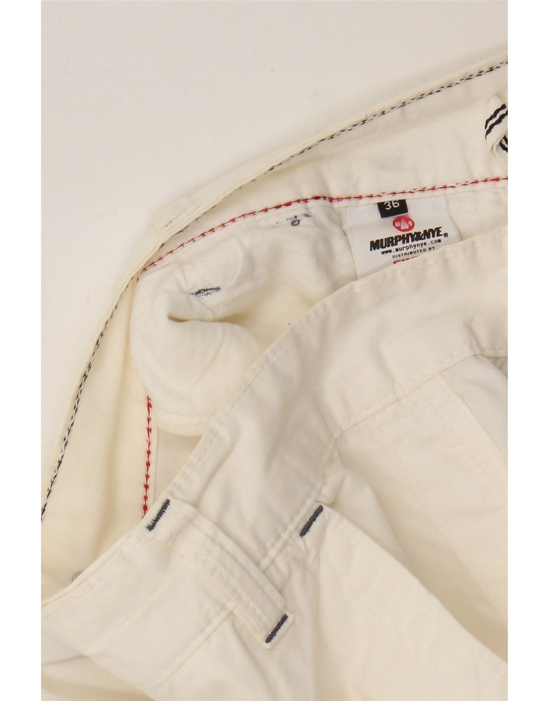 Murphy & Nye Pantalones cortos chinos para hombre W36 Algodón blanco grande