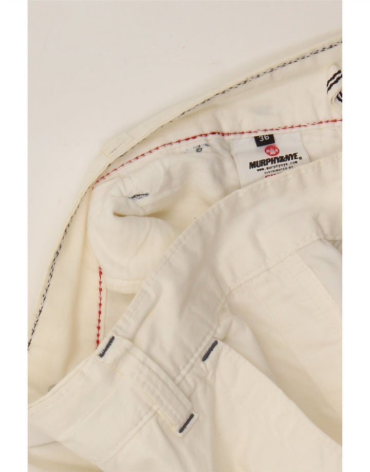 Murphy & Nye Pantalones cortos chinos para hombre W36 Algodón blanco grande