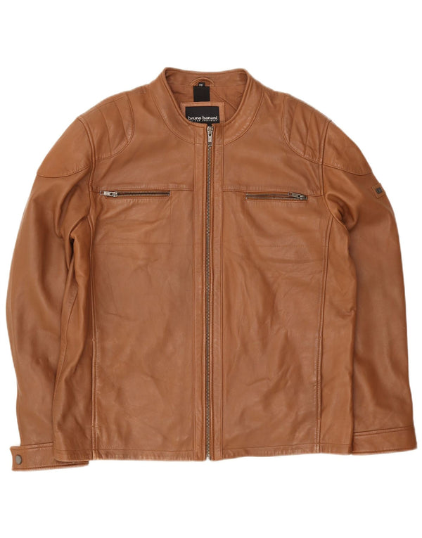 Bruno Banani Chaqueta motera de cuero para hombre UK 44 2XL Marrón